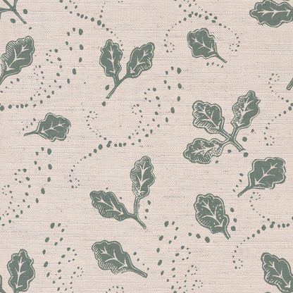 Autumn’s Dance printed cotton, linen union fabric Vintage Blue