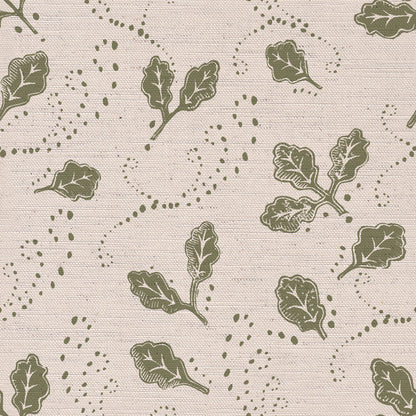 Autumn’s Dance printed cotton, linen union fabric Evergreen
