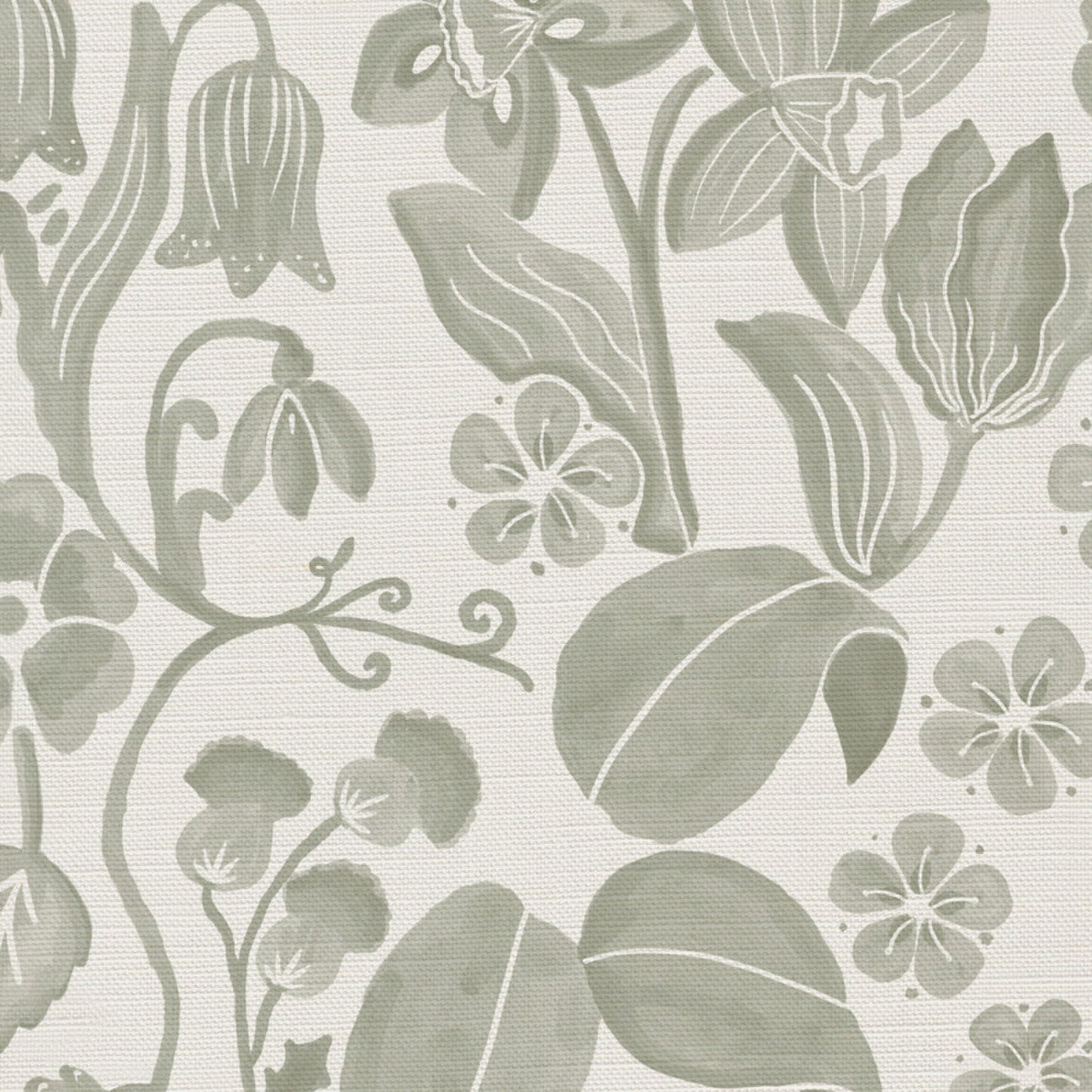 Glenwhisper Garden printed cotton, linen union fabric in Green