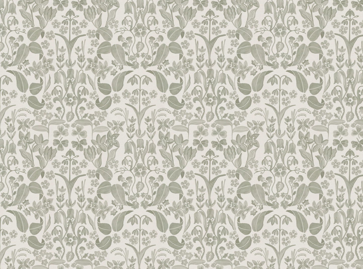 Glenwhisper Garden printed cotton, linen union fabric in Green