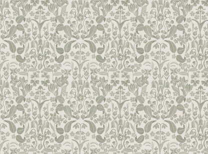 Glenwhisper Garden printed cotton, linen union fabric in Green