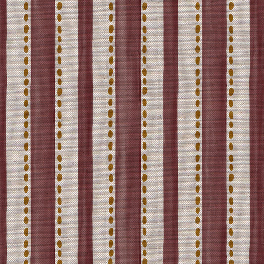 Kelso Stripe linen union fabric in Raspberry