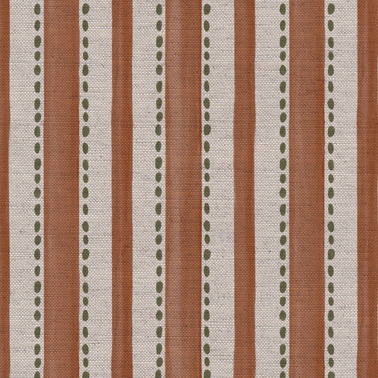 Kelso Stripe linen union fabric in Rust