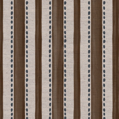 Kelso Stripe linen union fabric in Conker Brown