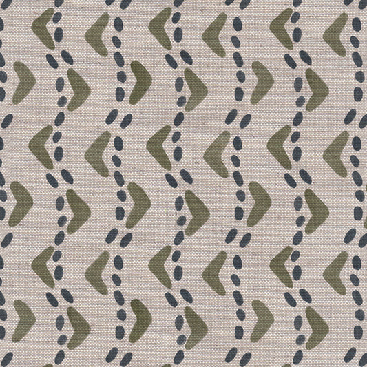 Braemar linen union fabric in Green
