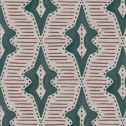 Sky Lanterns linen union fabric in Sea Blue