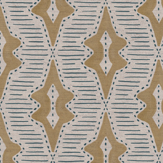 Sky Lanterns linen union fabric in Soft Yellow