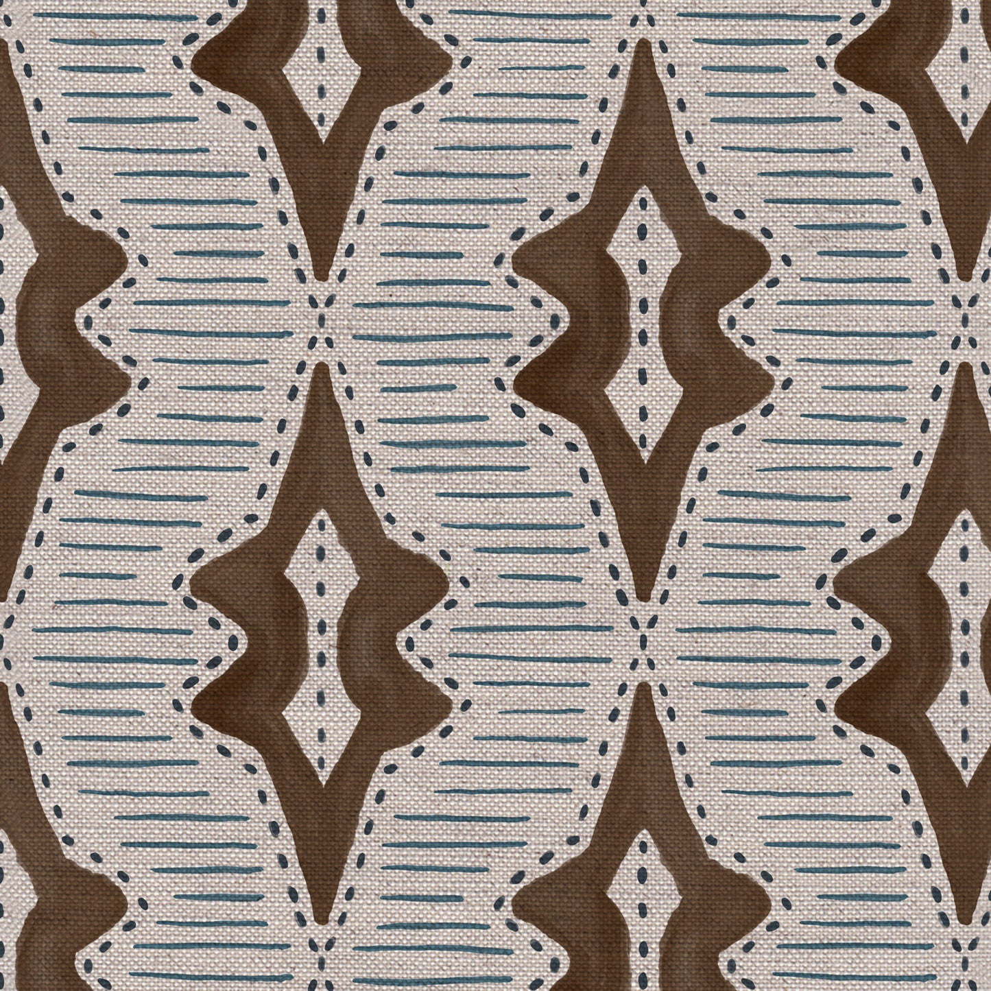 Sky Lanterns linen union fabric in Conker Brown