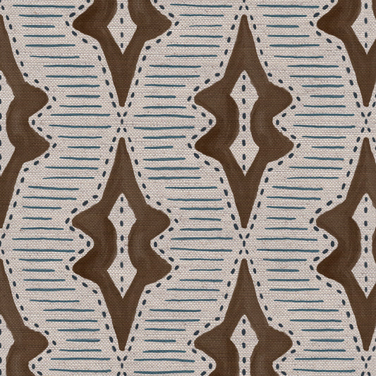 Sky Lanterns linen union fabric in Conker Brown