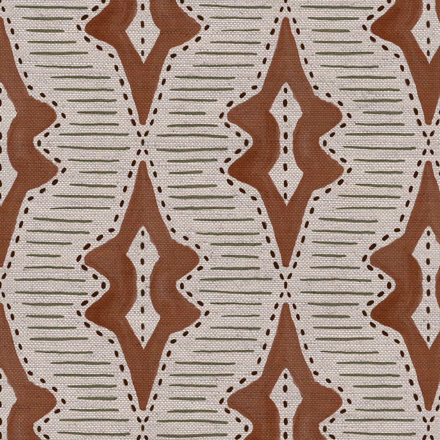 Sky Lanterns linen union fabric in Rust