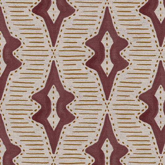 Sky Lanterns linen union fabric in Raspberry