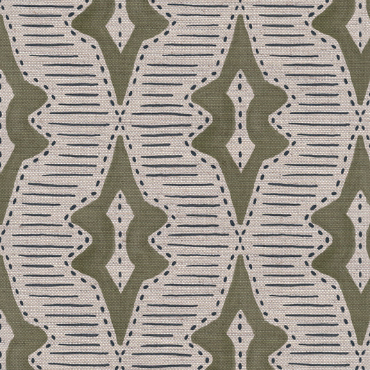 Sky Lanterns linen union fabric in Green