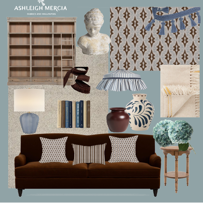 Sky Lanterns linen union fabric in Conker Brown