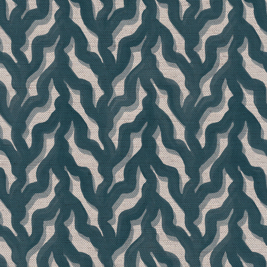 Kelp Drift linen union fabric in Sea Blue