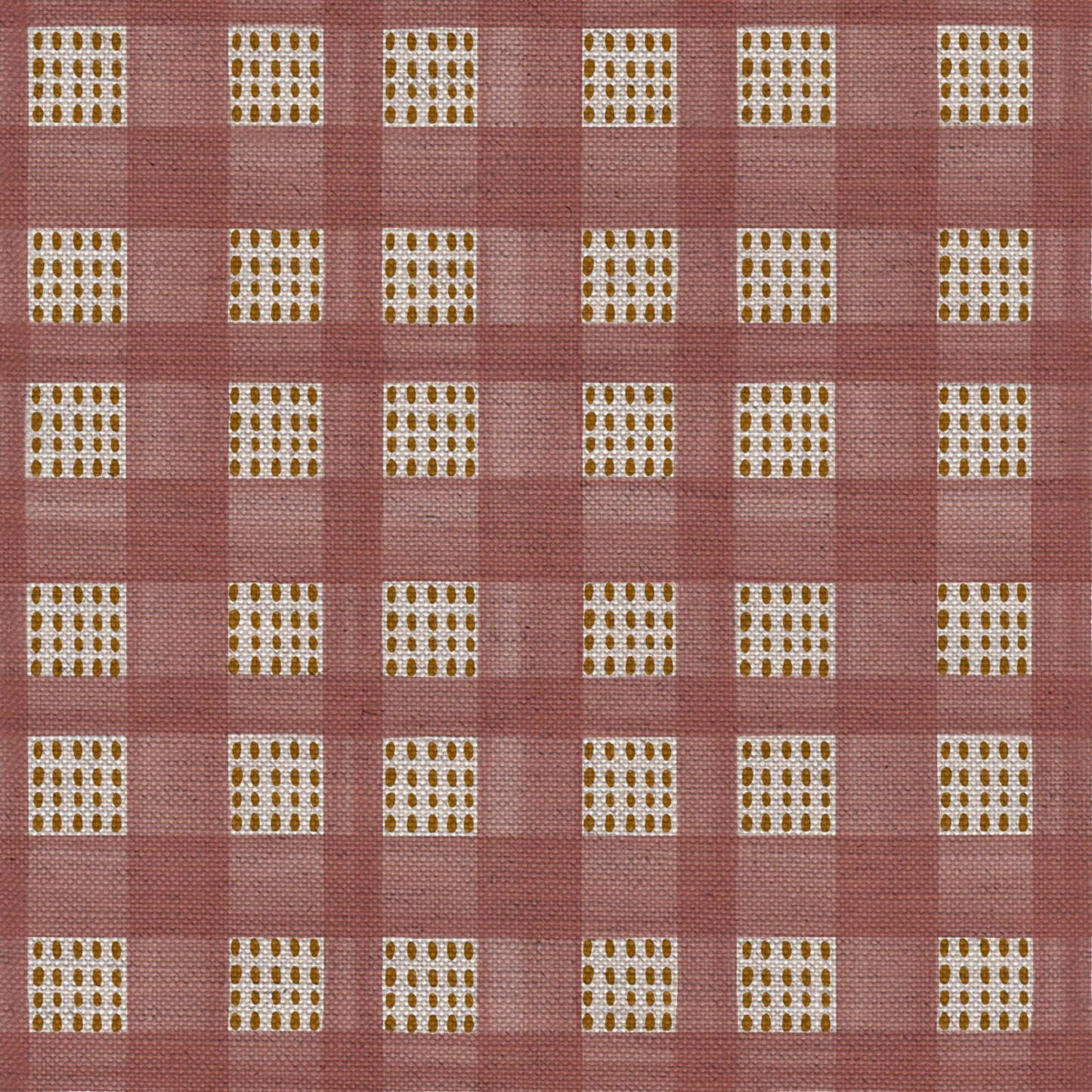 Kelso check linen union fabric in Pink
