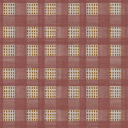 Kelso check linen union fabric in Pink
