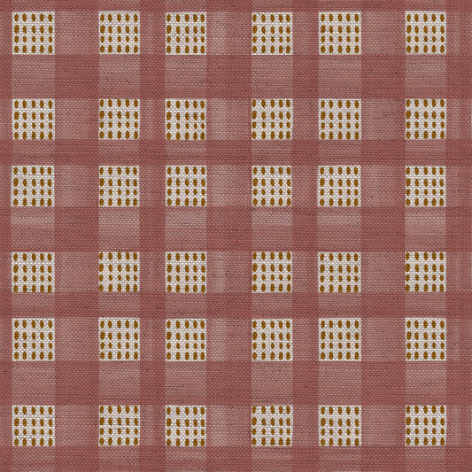 Kelso check linen union fabric in Pink