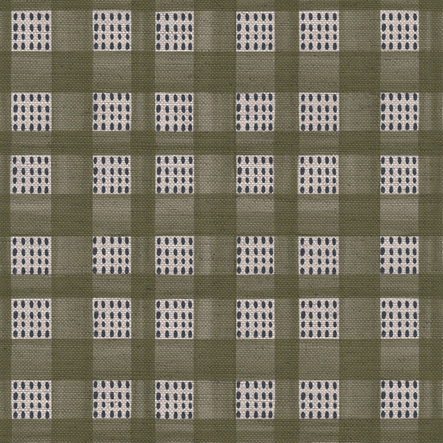 Kelso check linen union fabric in Green