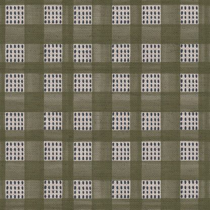 Kelso check linen union fabric in Green