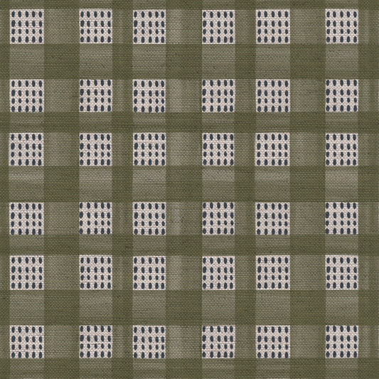 Kelso check linen union fabric in Green