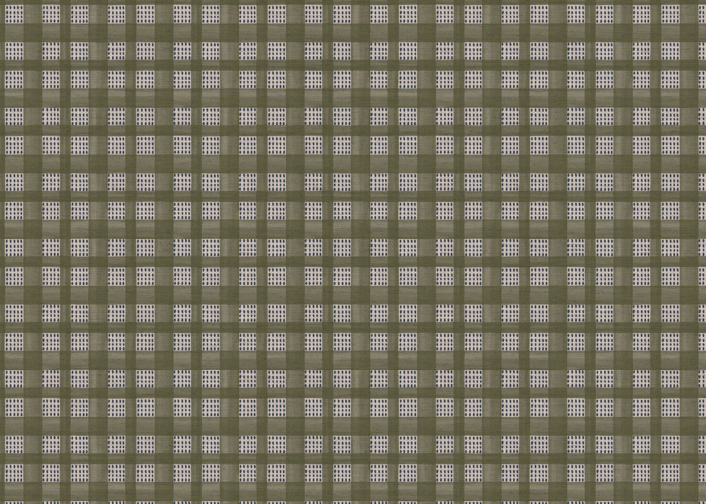 Kelso check linen union fabric in Green