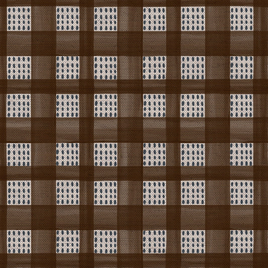 Kelso check linen union fabric in Brown