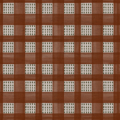 Kelso check linen union fabric in Rust