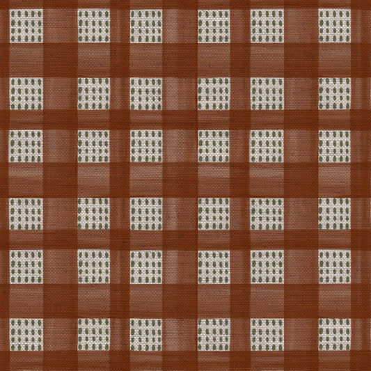 Kelso check linen union fabric in Rust