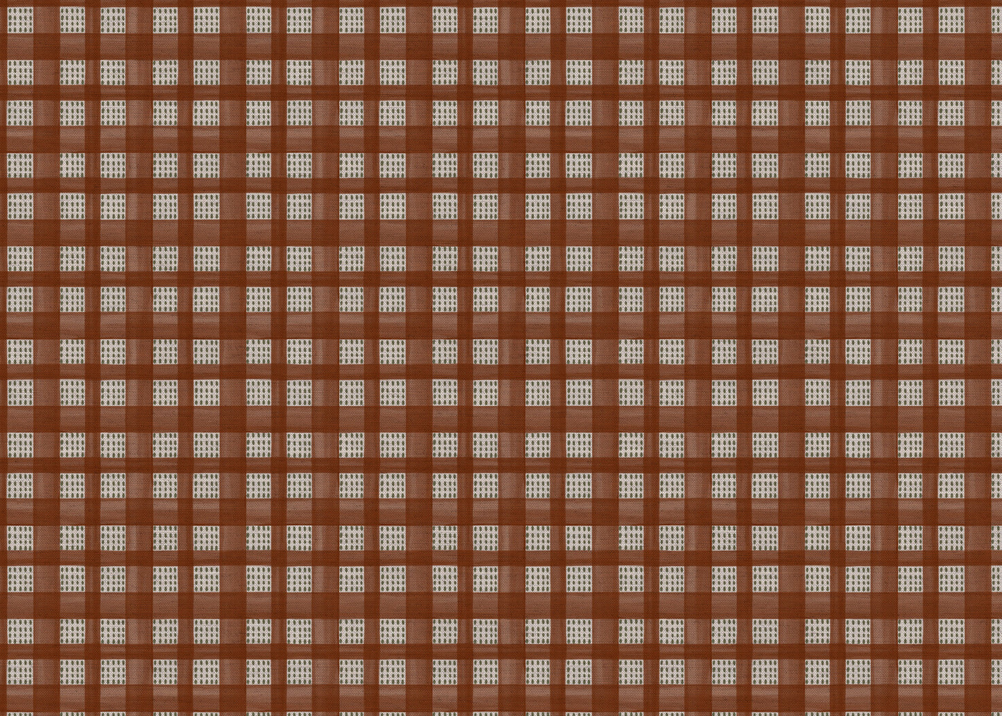 Kelso check linen union fabric in Rust