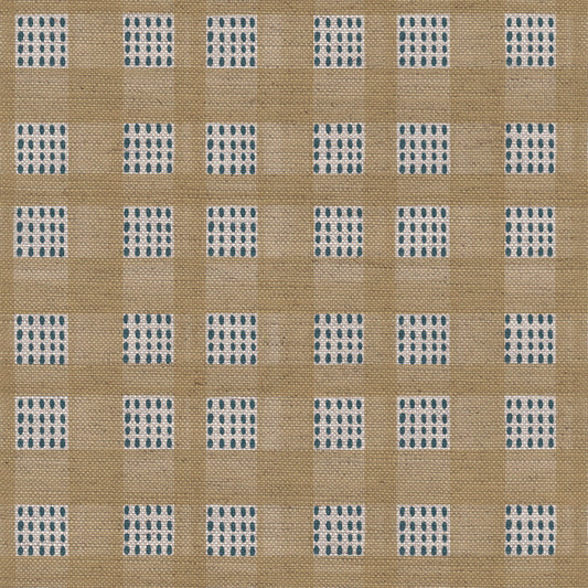 Kelso check linen union fabric in Soft Yellow