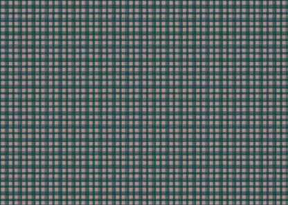 Kelso check linen union fabric in Sea Blue