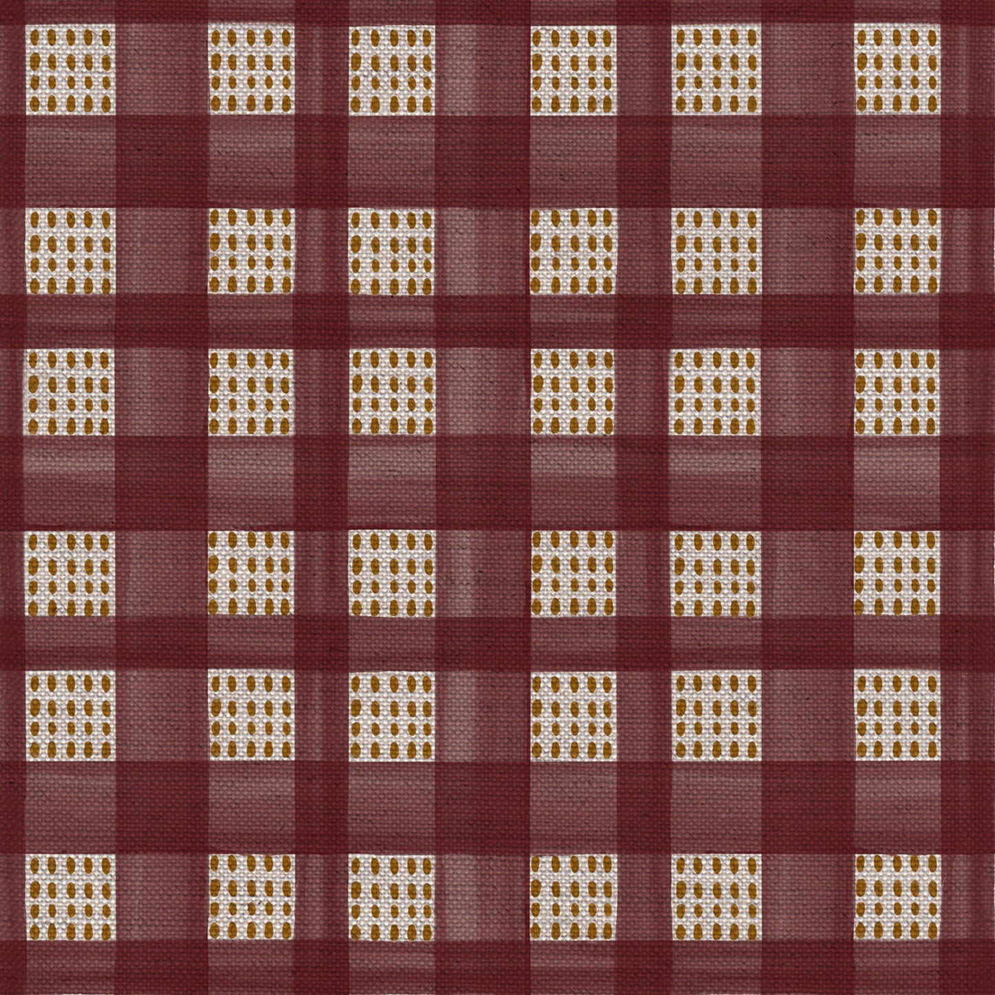Kelso check linen union fabric in Raspberry