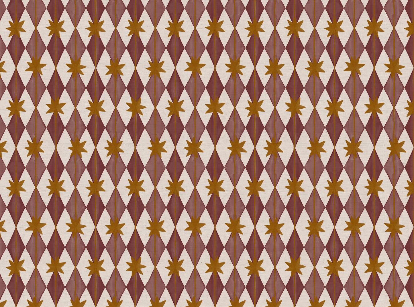 Starfall printed cotton, linen union fabric in Raspberry