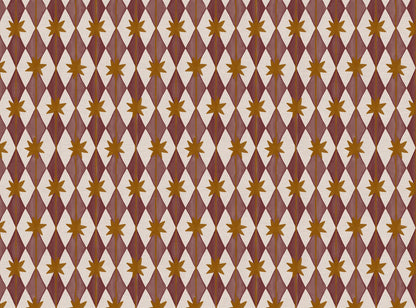 Starfall printed cotton, linen union fabric in Raspberry