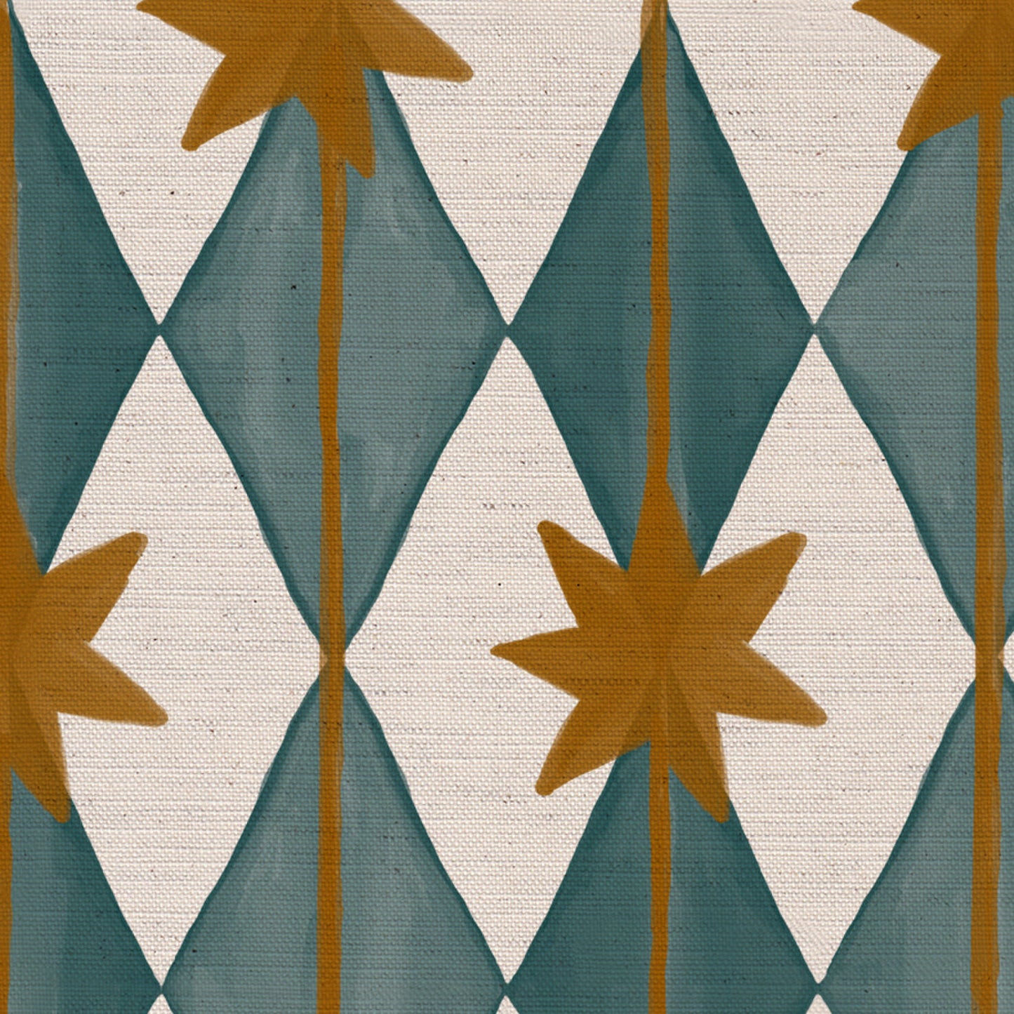 Starfall printed cotton, linen union fabric in Blue