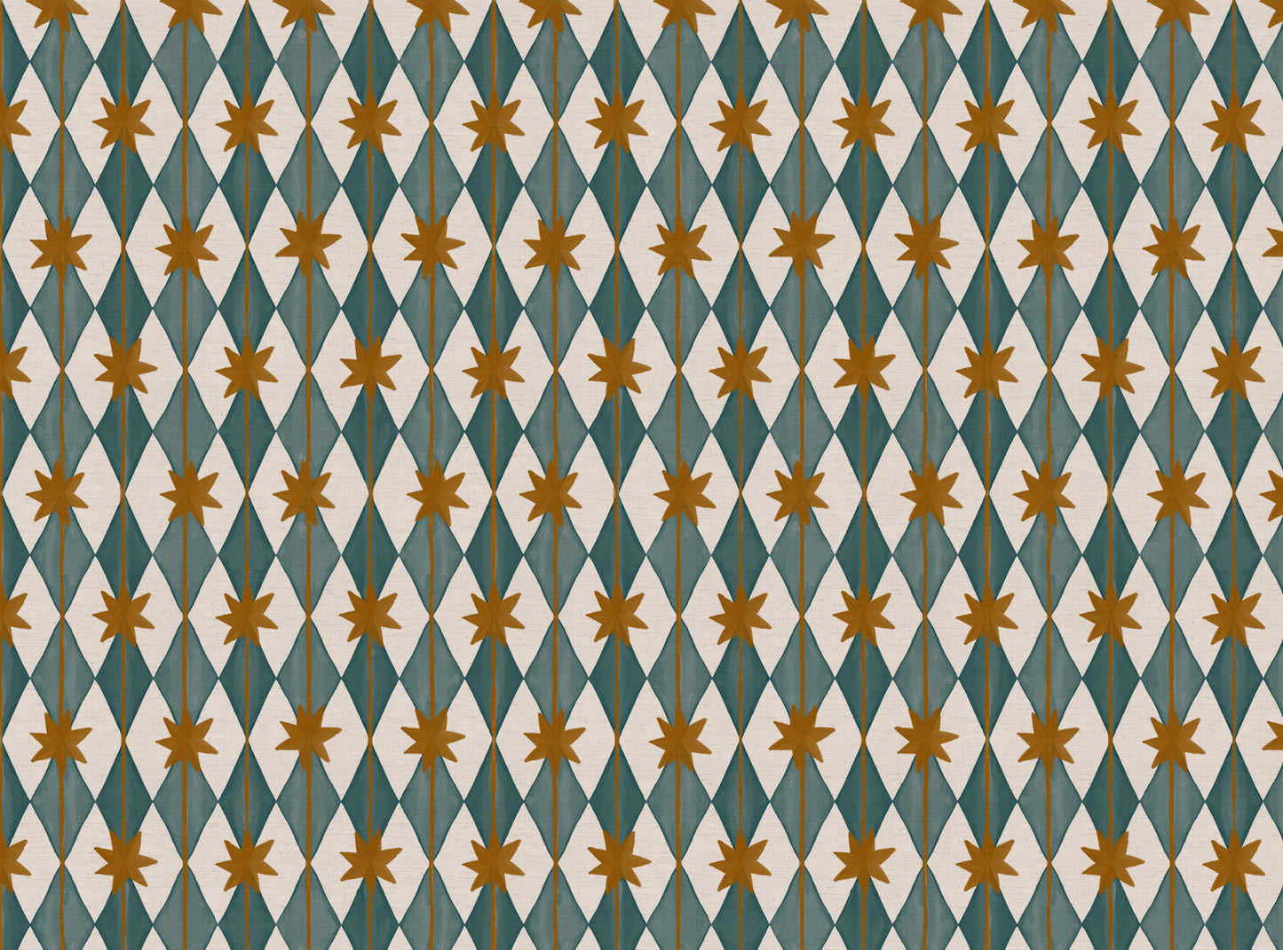 Starfall printed cotton, linen union fabric in Blue