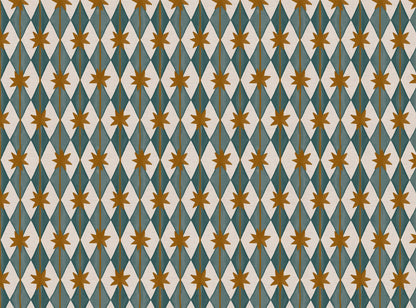 Starfall printed cotton, linen union fabric in Blue