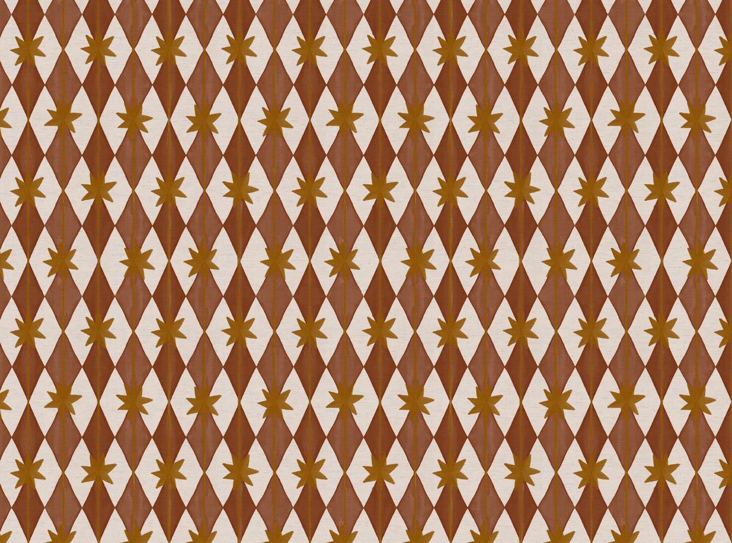 Starfall printed cotton, linen union fabric in Rust