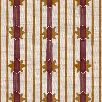 Starfall Stripe printed cotton, linen union fabric in Raspberry