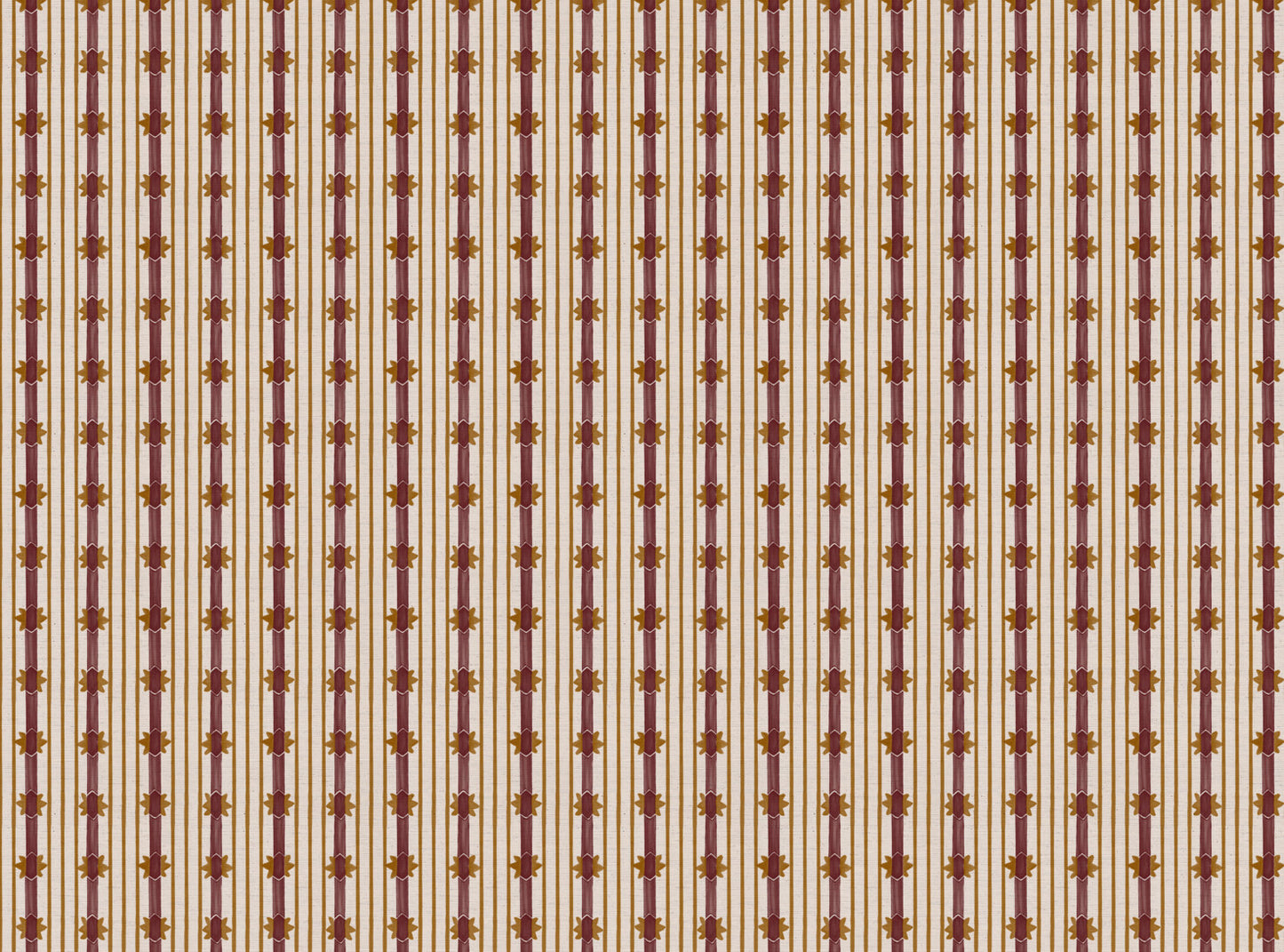 Starfall Stripe printed cotton, linen union fabric in Raspberry