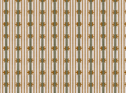 Starfall Stripe printed cotton, linen union fabric in Green