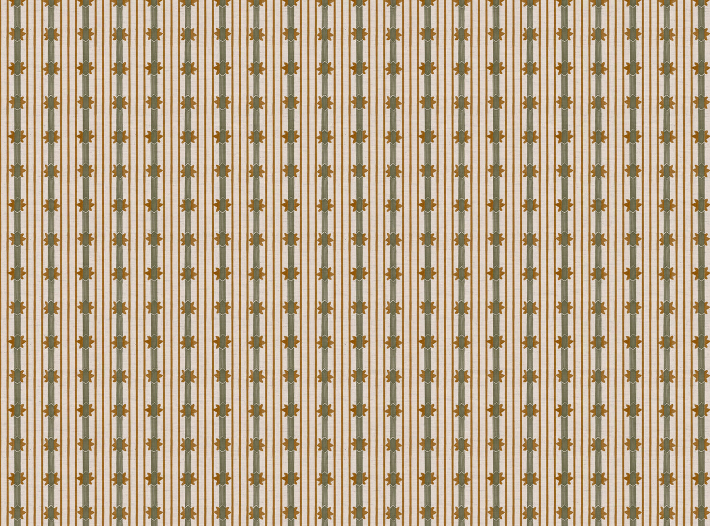 Starfall Stripe printed cotton, linen union fabric in Green