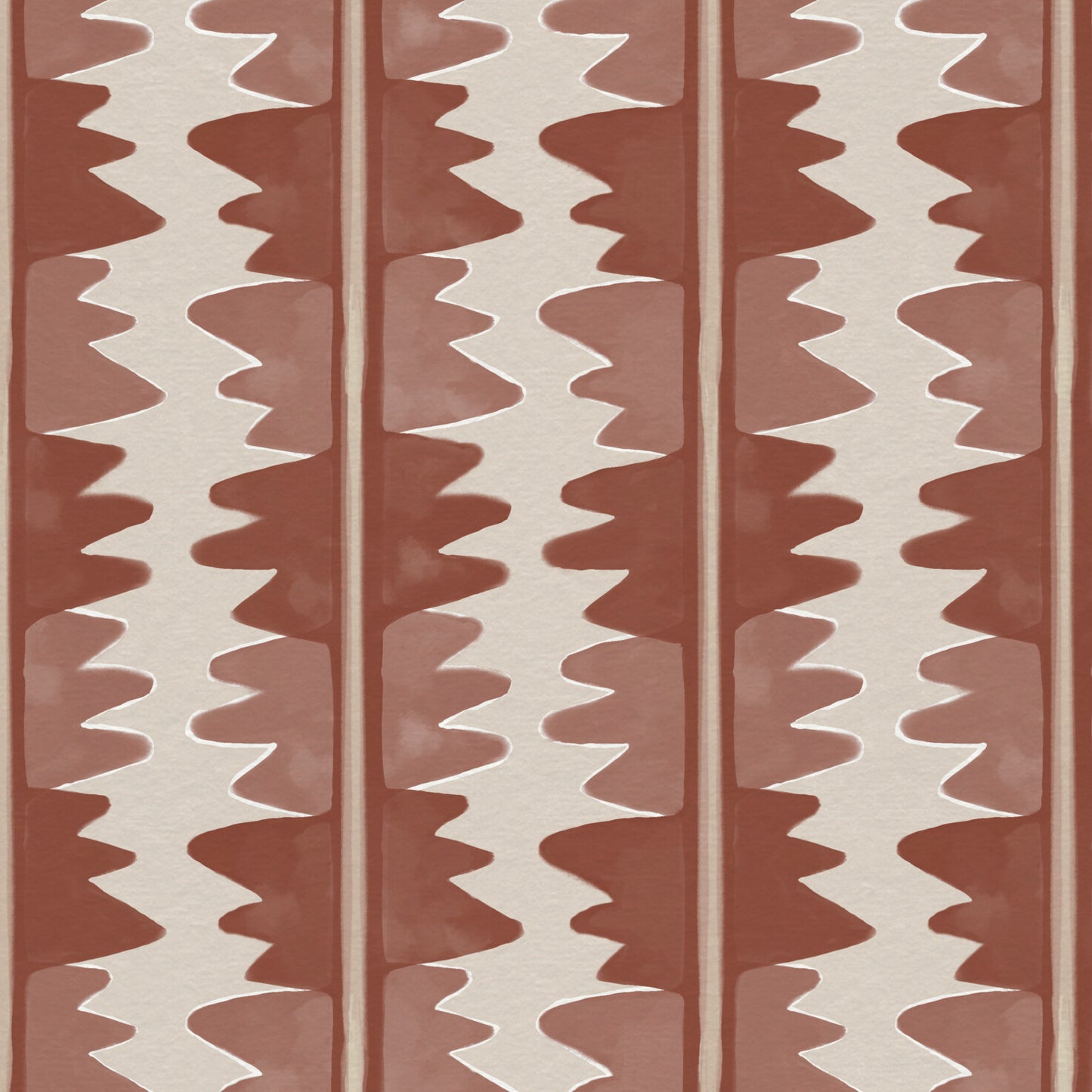 Jigzag FR Contract upholstery fabric in Terracotta