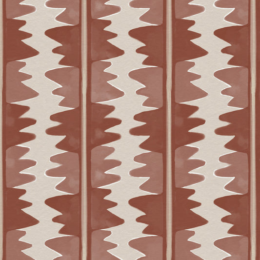 Jigzag FR Contract upholstery fabric in Terracotta