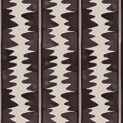 Jigzag linen union fabric in Aubergine