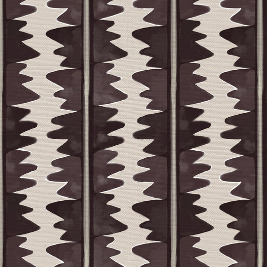 Jigzag linen union fabric in Aubergine