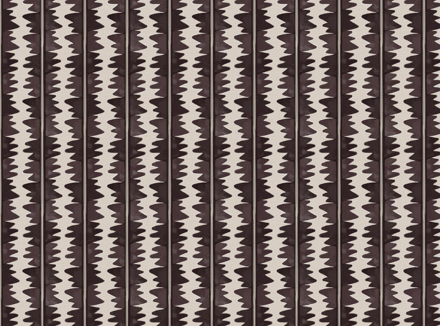 Jigzag linen union fabric in Aubergine