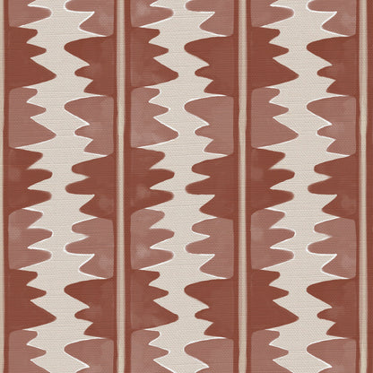 Jigzag linen union fabric in Terracotta