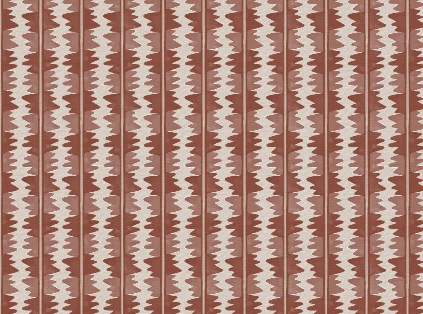 Jigzag linen union fabric in Terracotta