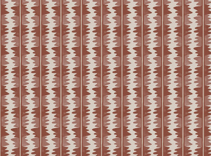 Jigzag linen union fabric in Terracotta